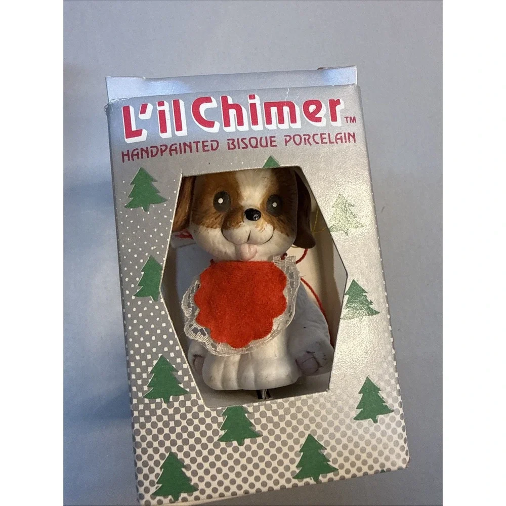 Lot of 4 Vtg Jasco L'il Chimers Christmas Bell Ornaments Porcelain w/ Boxes READ